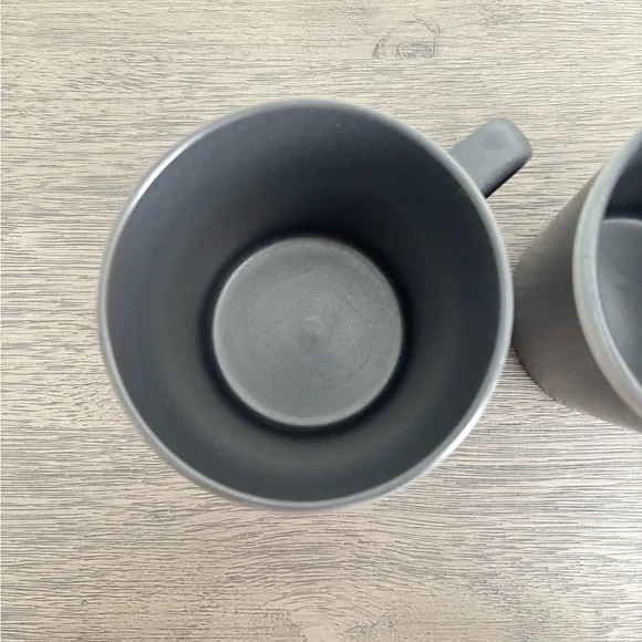 Starbucks • 2009 Matte Black Ceramic Mugs with White Glazed Rim - Set of 2 - Picture 9 of 11